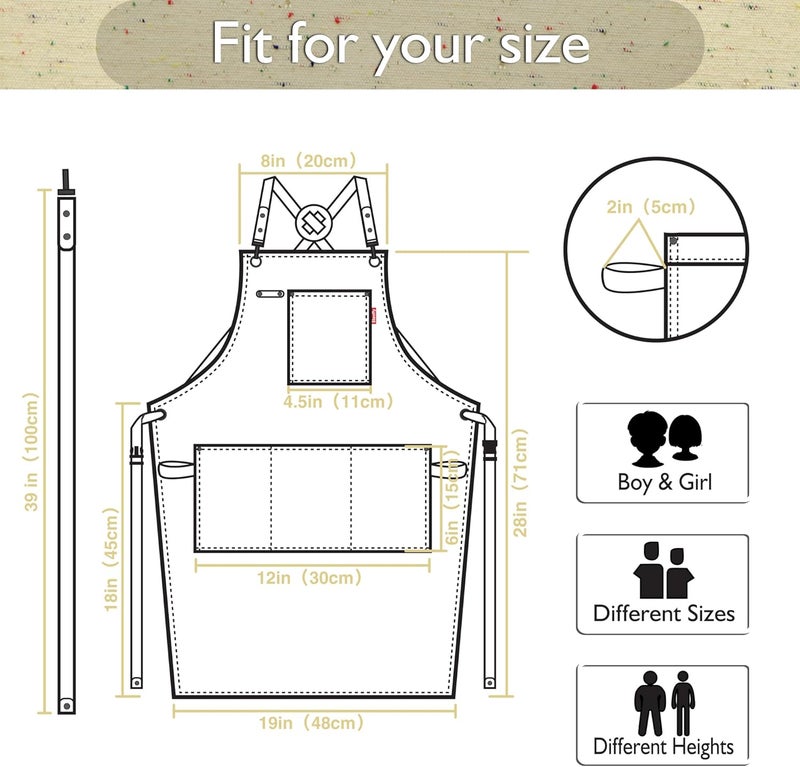 Stenffy Store Kids Art Aprons for Painting, Gardening, Cooking, Multiple Pockets, Kids Smock for Boys & Girls, Waterproof (Age6-12) - Image 5